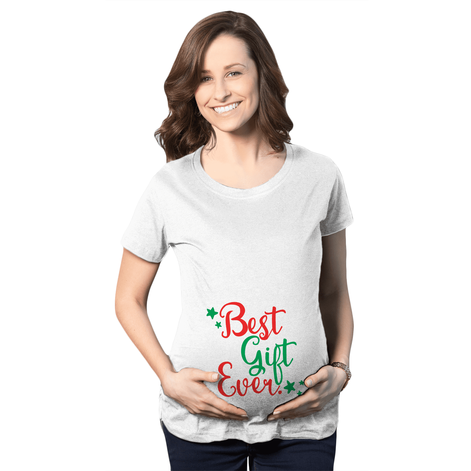 Maternity Best Gift Ever T Shirt Funny Christmas Present Bump New Pregnancy Tee White S