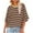 Brown 3/4 Sleeve Tshirts, variant on Htigea Women's Oversized Tshirts Casual Raglan 3/4 Sleeve Crewneck Tee Loose Pullover Striped Printed Crop Shirts Brown,L