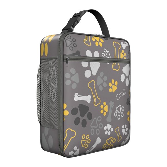 Dog Lover’s Artistic Thermal Lunch Bag, Hand-Drawn Puppy Print Lunch Tote for School, Work, Travel, Picnic