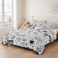 thumbnail image 2 of Twin Quilt Set 68''x86'', Video Game Lightweight Summer Bedspread Coverlet Set with 2 Pillow Shams, Black White Game Controller Monochrome Breathable All Season Quilt Bedding for Dorm/Bedroom, 2 of 9