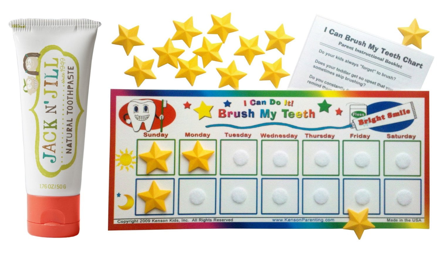 Jack N' Jill Fluoride Free Toothpaste with Brush My Teeth Reward Chart