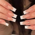 thumbnail image 4 of 24Ps/Set Fake Nails Art Wearable Long Ballet False Nails Acrylic Press on Nails Full Cover Removable White Edge French Nail Fake, 4 of 6