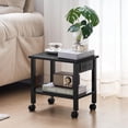 thumbnail image 4 of Buildhom Under Desk Printer Stand with Charging Station, 2-Tier Wood Rolling Cart with Lockable Wheels for Home Office, Black, 4 of 8