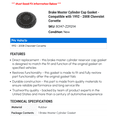 thumbnail image 2 of Brake Master Cylinder Cap Gasket - Compatible with 1992 - 2008 Chevy Corvette 1993 1994 1995 1996 1997 1998 1999 2000 2001 2002 2003 2004 2005 2006 2007, 2 of 2