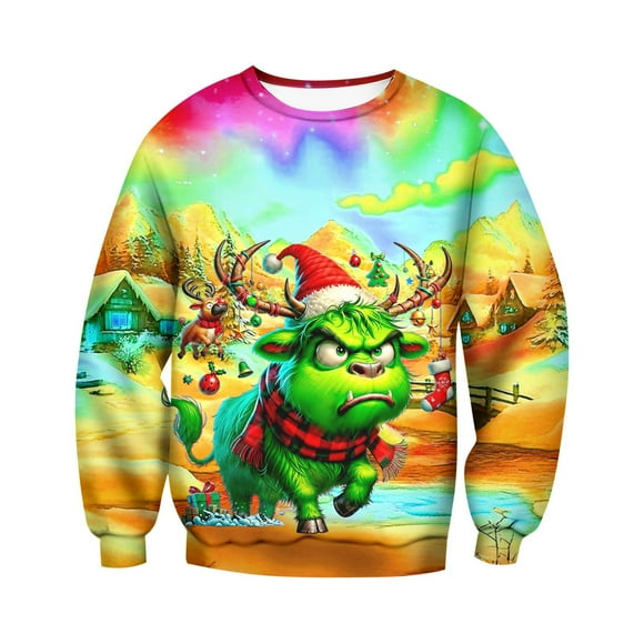 HJKIEUXL Sweatshirts for Men Champion Long Sleeve Sweatshirt Men Heavyweight Children's Christmas Casual Loose Neck Comfortable Hooded Sweatshirt Christmas Fashion Hooded Sweatshirt Boys