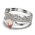 thumbnail image 4 of Dazzling Minimalist 2.25 Carat Pear Cut Affordable Ring, Morganite And Diamond Moissanite Engagement Ring, Unique Wedding Ring, Two Matching Band in 925 Sterling Silver With 18k White Gold Plating, 4 of 4