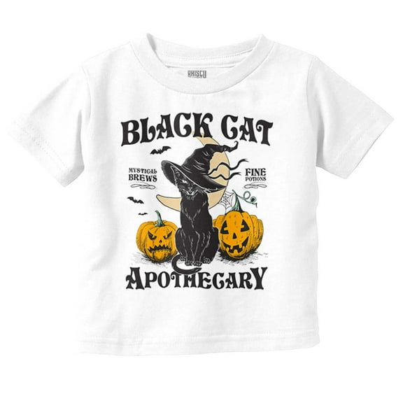 Halloween Black Cat Apothecary Toddler Boy Girl T Shirt Infant Toddler Brisco Brands 6M