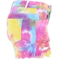 thumbnail image 3 of Womens Tie Dye Ripped Denim Shorts Pink S, 3 of 4