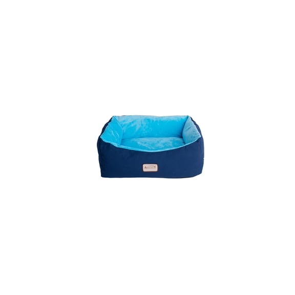 Small Pet Bed - Navy Blue & Sky Blue - Durable Canvas & Velvet - Waterproof & Skid-Free