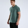 thumbnail image 2 of Jinda Men's Soft Workout Shirt Quick Dry Fit Slim Hoodie Short Sleeve Gym Top Lightweight Summer Cool Hooded Tshirt Green Medium, 2 of 4