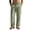 05#Army Green, variant on Mens Thin Breathable Linen Blend Loose Straight Trousers Adjustable Drawstring Elastic Waist Deep Patch Pockets Summer Seaside Beach Casual Wide Leg Pants
