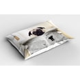 thumbnail image 2 of Ambesonne Pug Pillow Sham 2 Pack, Puppy Reading Newspaper, 30"x20", Cream Black White, 2 of 3