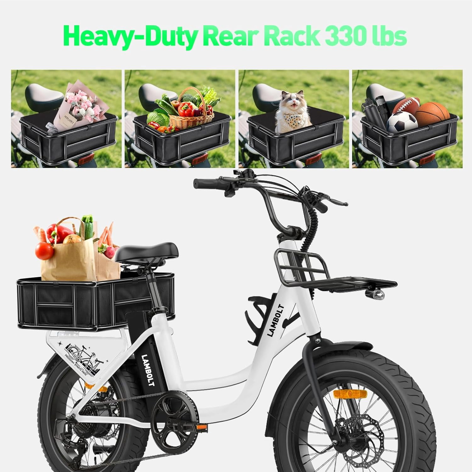 Electric Bike for Adults - 1000W Peak Motor Ebike with 48V 15Ah Removable Battery,7-Speeds  20" Fat Tire Electric Bicycle  Step-Thru Commuter Electric Bike, 24 MPH Max Speed | 70 Miles Range