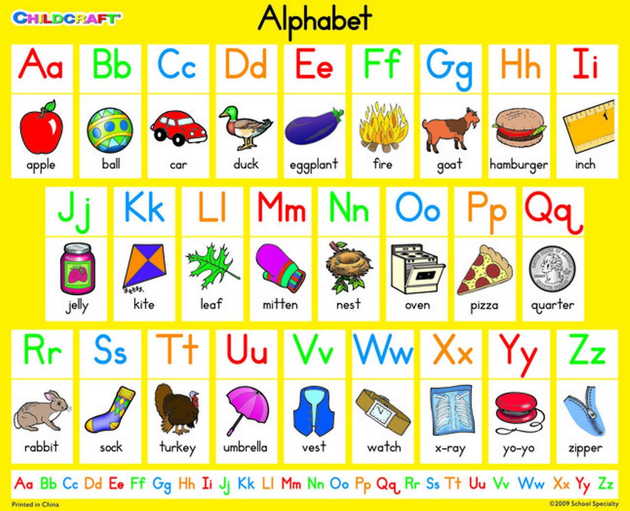 Childcraft Student Sized English Alphabet Charts, 11 x 9 Inches, Set of