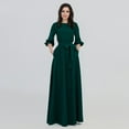 thumbnail image 2 of Formal Dresses For Women Lantern Sleeve Solid Long With Belt Prom Dress Green XXXL, 2 of 4