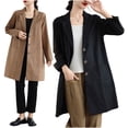 thumbnail image 4 of cocolona Womens Linen Tunic Blazer Long Sleeve Button Down Open Front Trench Coat Lightweight Casual Jacket Suit with Pockets, 4 of 7