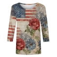 thumbnail image 5 of IchuanyiFashion Women's Casual Print Round Neck 3/4 Sleeve T-shirt Blouse, 5 of 5