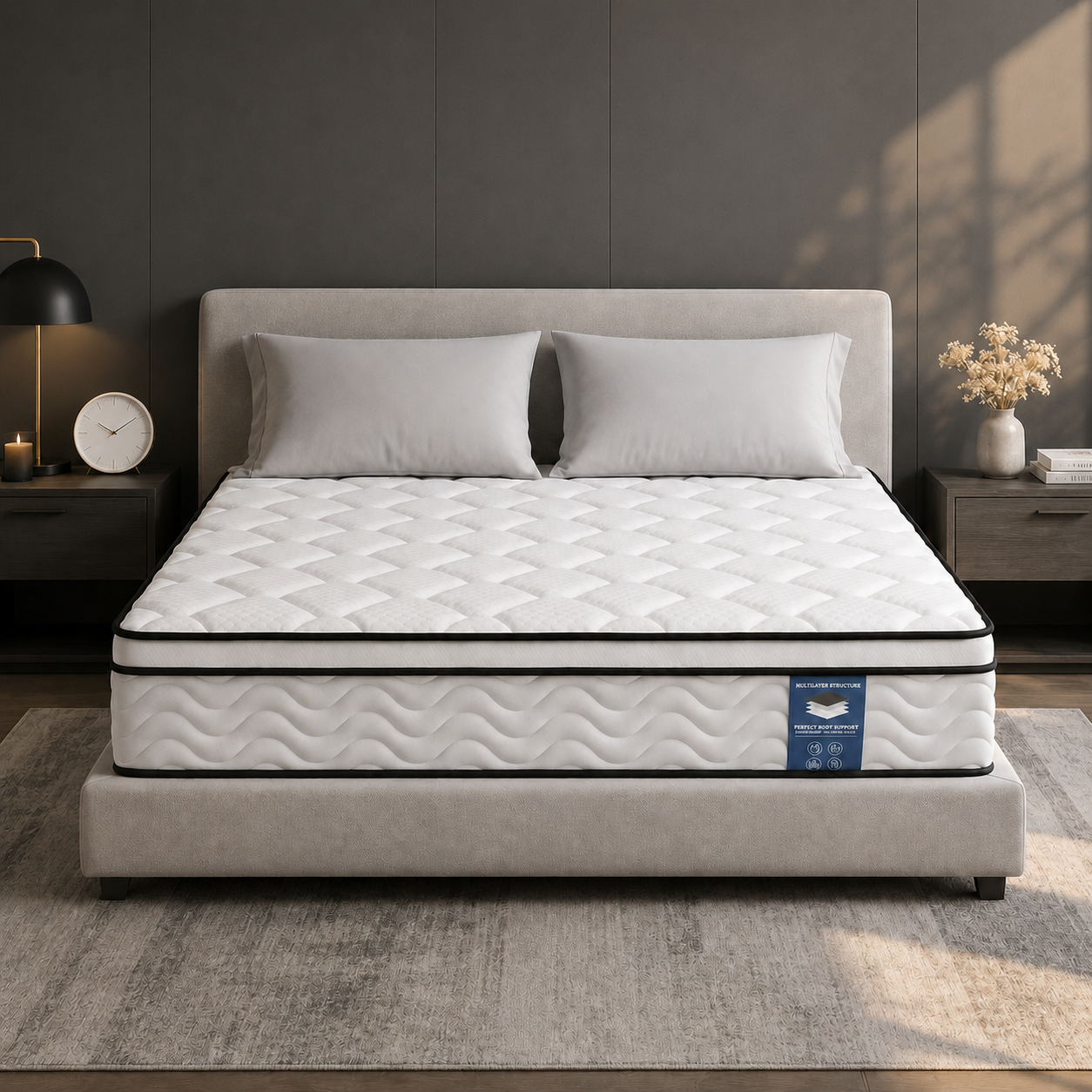 Gravellaire 12" Queen Mattress in a Box, Gel Memory Foam and Pocket Spring Hybrid Mattress, Medium Comfort, Pressure Relief, Adult