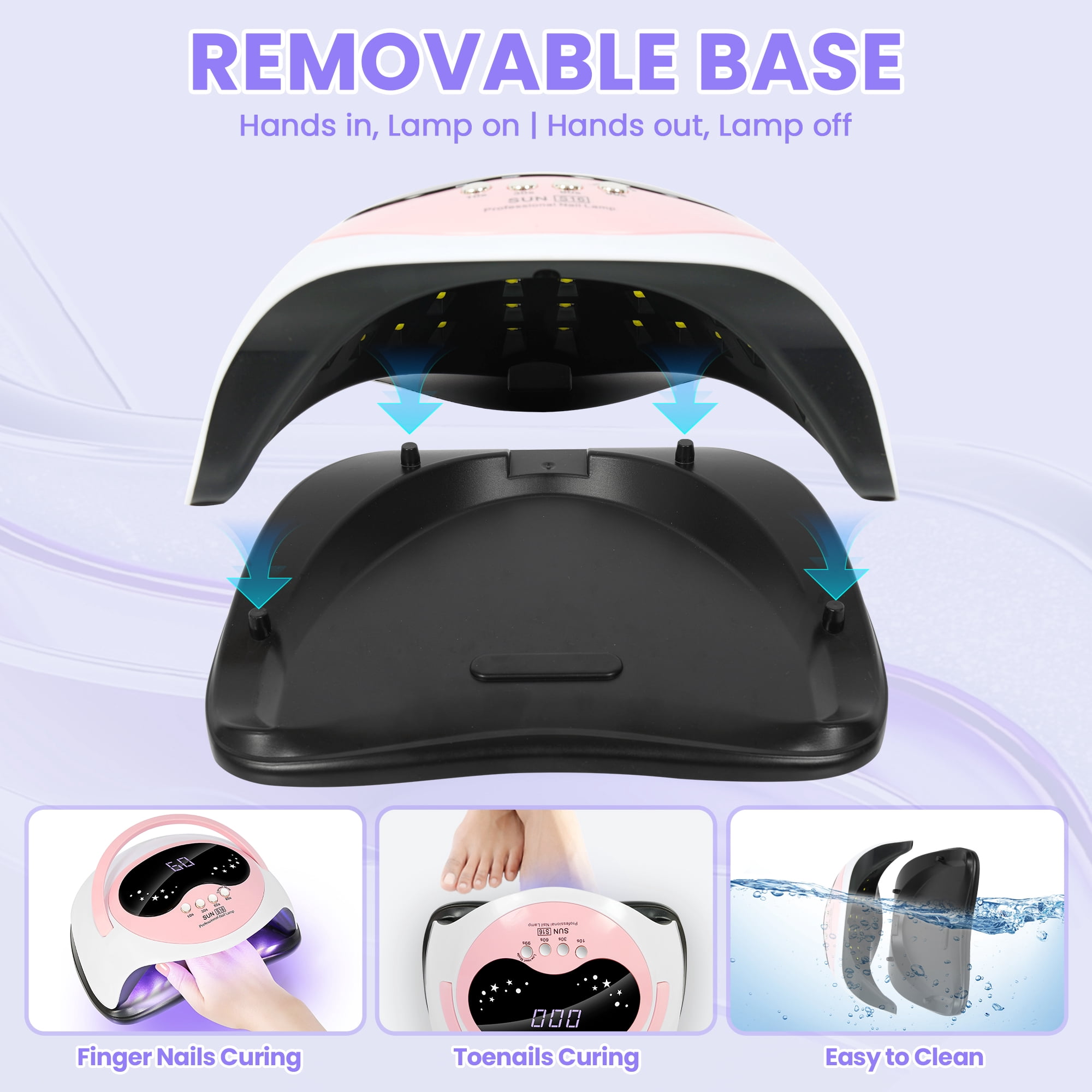 JUUTREN UV LED Nail Lamp - Fast Curing Light for Gel Nails with 4 Timers & Auto Sensor, 168W Nail Dryer for Gel Polish with LCD Display, Professional UV Light for Home Salon Nails Art Tools