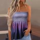 thumbnail image 2 of Básicos camisetas sin mangas para las mujeres Camiseta sin mangas Bandeau sin tirantes a rayas para mujer, camiseta informal sin mangas para vacaciones de verano, camiseta holgada de tubo (Purple, M), 2 of 5