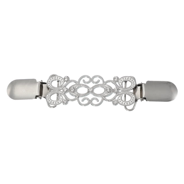 Clip de vestido con cincha trasera, clips retro para suéter, clips para cárdigan para diferentes prendas de mujer (13x2.8x0.9cm, gris plateado)