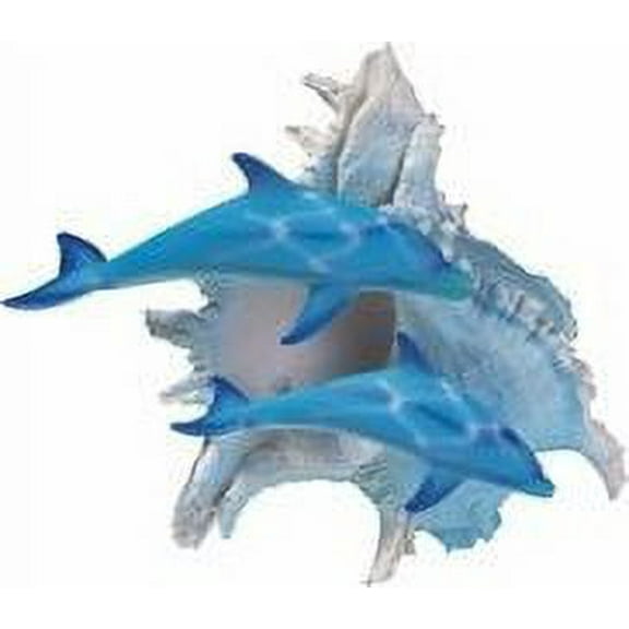 FC Design 10"H Blue Dolphins with Seashell Statue Marine Life Decoration Figurine