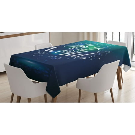 

Joy Tablecloth Christmas Lettering Dotted Blurred Background Joy to the World Calligraphy Modern Rectangular Table Cover for Dining Room Kitchen 60 X 90 Inches Dark Blue White by Ambesonne