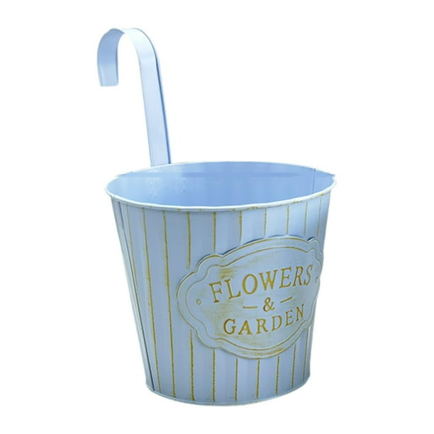 Maceta colgante de Metal para flores, maceta decorativa Vintage con gancho extraíble, barandilla, maceta para jardín, cubo para flores Grande