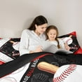 thumbnail image 5 of jejeloiu Baseball Pattern Queen Comforter Set,Ball Sport Game Bedding Comforter Set For Boys Kids Reversible 3 Pieces, 5 of 8