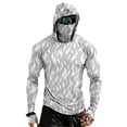 thumbnail image 3 of Men's Tropical Palm Tree Print Fishing Hoodie, Long Sleeve UPF 50+ Sun Protection Shirt with Built-in Face Mask and Thumbholes Light Green XXXL, 3 of 9