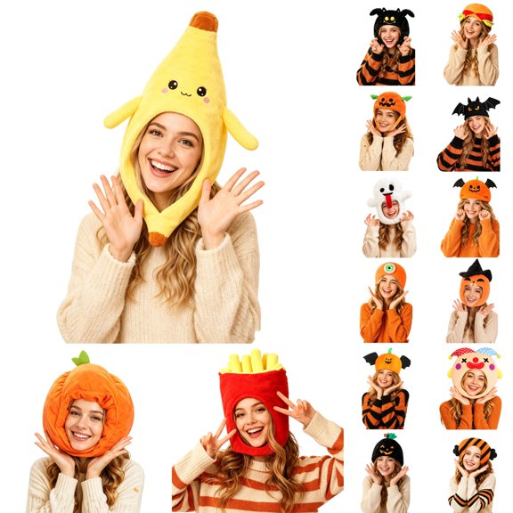BRICH Halloween Novelty Hat Plush Headband Cap for Adult Halloween Christmas Party 01-Yellow One Size