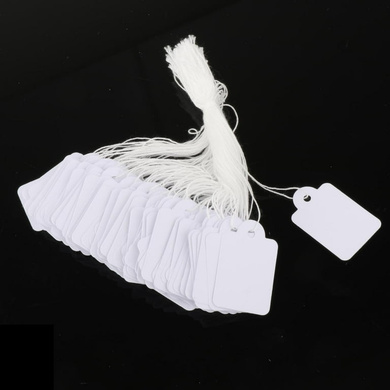 100pcs Labeling Tags Blank Gift Tags with String Attached Marking Strung Tags Writable Paper Tags for Birthday Rings Clothing Wedding Retail 25x15mm
