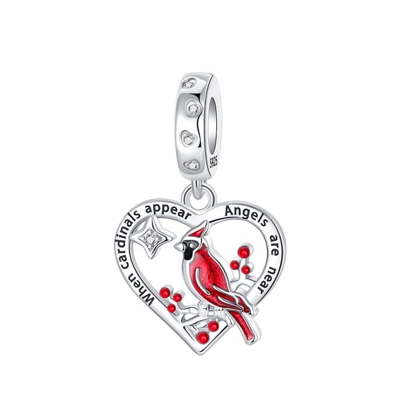 ARVALILS Cardinal Heart Pendant - 925 Sterling Silver Charm for Bracelets & Necklaces, Sparkling Cubic Zirconia Inlaid, Women's Birthday Gift