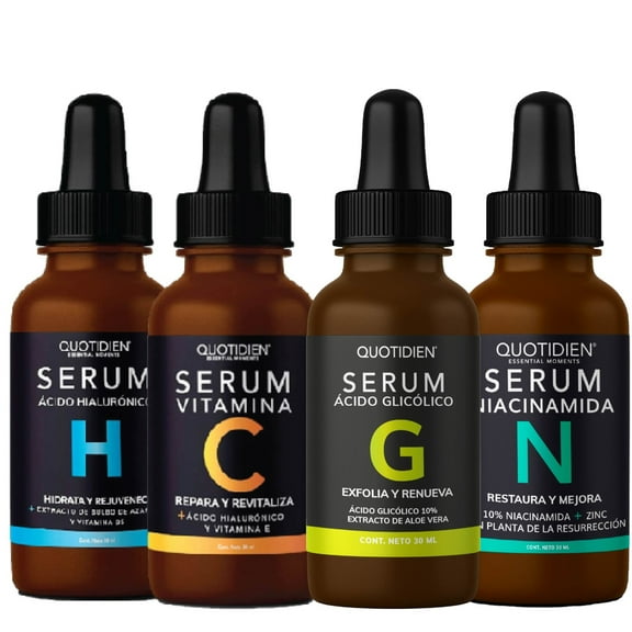 Kit Serum Vitamina C Quotidien Suero Acido Hialuronico Niacinamida Serum Acido Glicólico Hidratante Facial