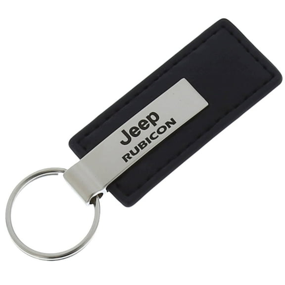 AutoGold Jeep Rubicon Black CF Carbon Fiber Leather Logo Key Chain Ring Tag Fob Lanyard KC1550.RUB