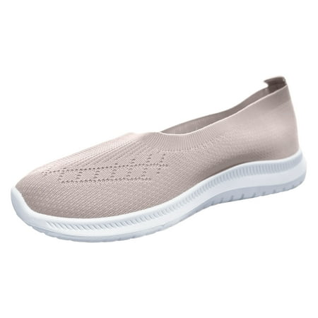 OJSFQUFP Womens Fashion Sneakers Ladies Flyweaving Mesh Sports Casual Socks Shoes Breathable Plus Size Lightweight Running Shoes Sneakers Casual Shoes Slip On Loafers for Women White 38