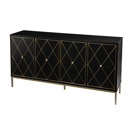 SEI Furniture Marradi 62"W Sideboard Cabinet With Storage, Black/Gold