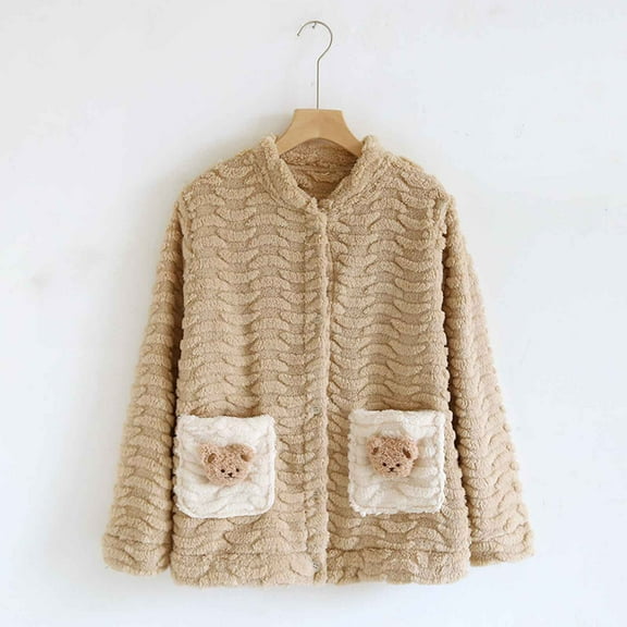 Xunlbb Womens Sleepwear Fashion Women Casual Long Sleeve Pocket Home Pajama Tops M-XL