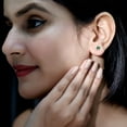 thumbnail image 5 of Rosec Jewels Lab Grown Emerald Earrings in Silver - AAAA Quality - Bezel Set Emerald Stud Earrings - Gift for Valentines, 5 of 7