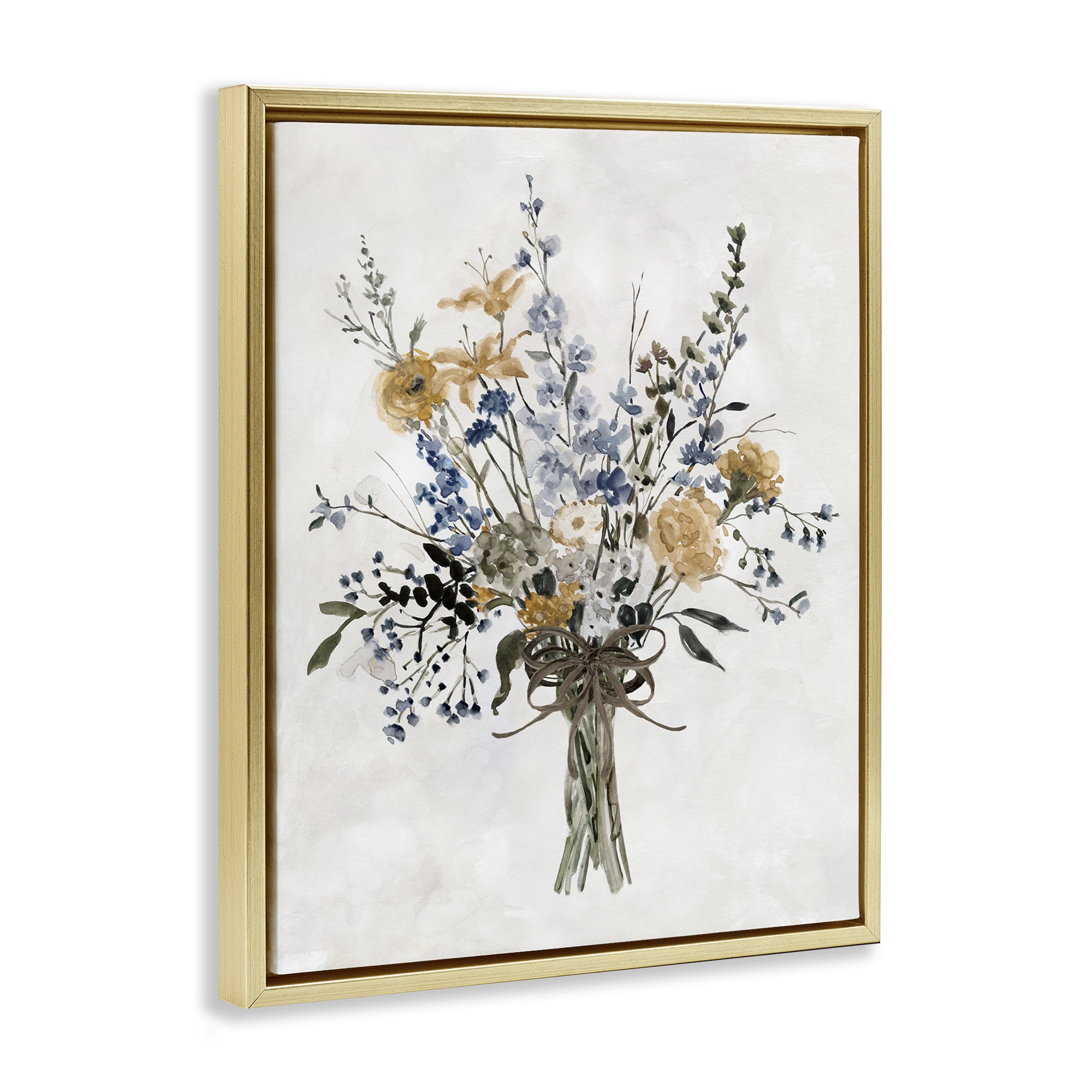 Stupell Industries Delicate Botanicals Bushel Gold Framed Floater Canvas Wall Art, design by Carol Robinson