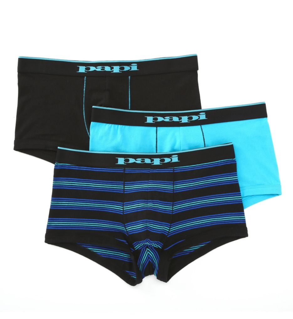 Papi Brazilian Cut Stripe and Solid Underwear Trunks (3 Pack) (Men ...