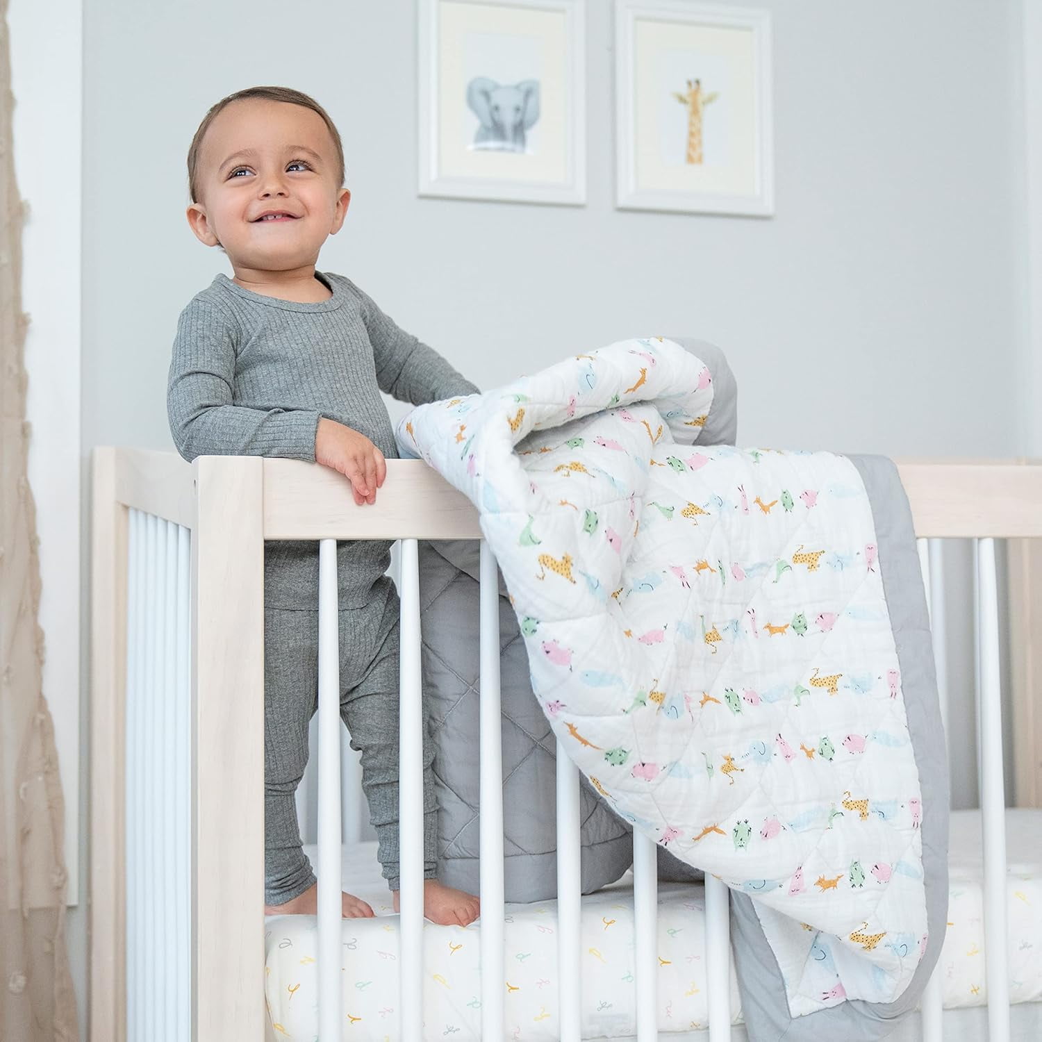 aden + anais Essentials, Cotton Crib Bedding Set , Alphabet Animals, Unisex, Infants, 3-piece set