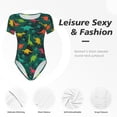 thumbnail image 4 of Balery Colorful Dinosaurs Body de cuello redondo de manga corta para mujer Tops de manga corta Tops básicos-Large, 4 of 7