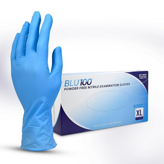 Dash BLU100 Nitrile Exam Gloves - Light Blue - 4.3 mil - Box of 100 (XL)