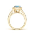 thumbnail image 2 of ANGARA Natural Round 1.12 ct Aquamarine Split Shank Ring with Diamond Halo in 14K Yellow Gold for Women (Size-7mm) | March Birthstone, Anniversary, Jewelry Gift for Women | Natural Aquamarine Ring, 2 of 9