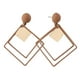 thumbnail image 2 of Pendientes geométricos sencillos y elegantes con colgante bohemio, colgantes cuadrados de metal. Beige, 2 of 5