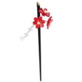 thumbnail image 1 of KAKOWELY Barrette Vintage en Acrylique avec Grappe de Fleurs de Cerisier Rouges en Acrylique et Épingle à Franges à Pompon Accessoires pour Cheveux pour Femmes et Filles,7.17x"X1.89"X0.39 Pouces, 1 of 4