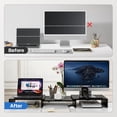 thumbnail image 5 of Behome Monitor Riser, Dual Monitor Stand Riser for 2 Monitors, Adjustable Length and Angle with 2 Slot, Computer Monitor Stand for Screen, Computer, Printer (Black), 5 of 6