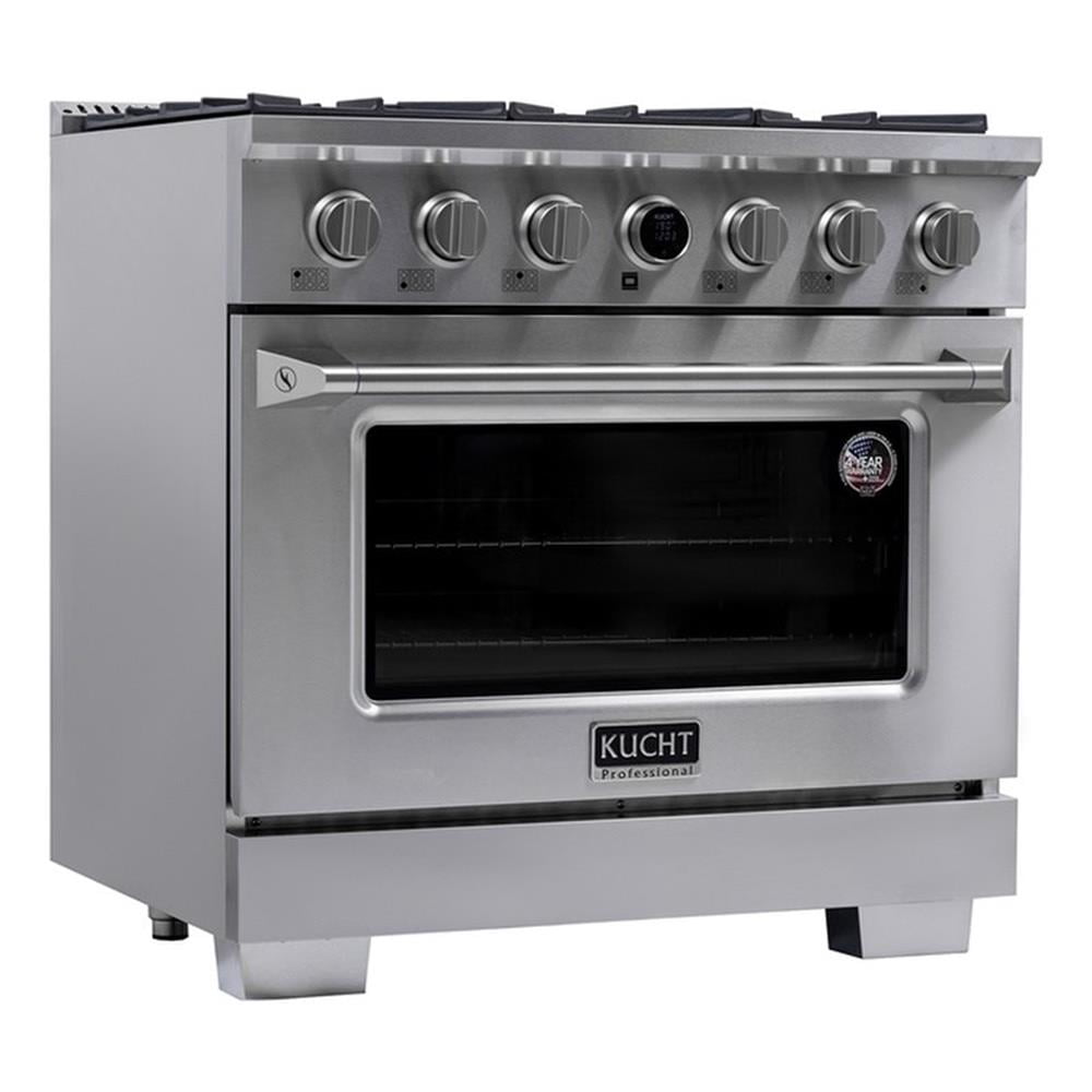 Pemberly Row 36" 5.2 cu. ft. 6 Burners Dual Fuel Range for Natural Gas in Steel