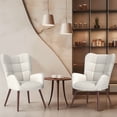 thumbnail image 3 of Homy Casa Wingback Accent Chair, Relaxing Living Room Armchair  Ideal for Lounge Vanity Patio Bedroom, Beige, 3 of 11